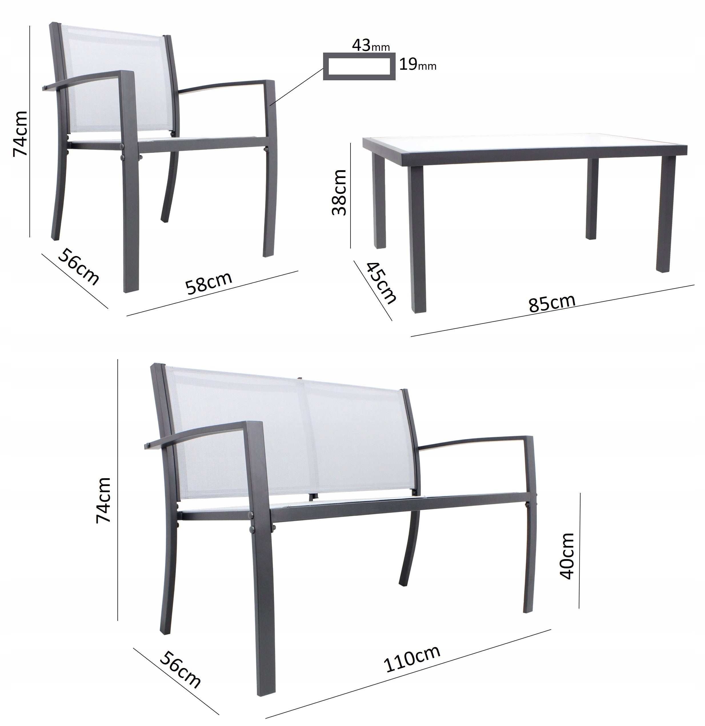 Set mobilier gradina/terasa Sersimo Valencia, 2 fotolii, canapea si masuta
