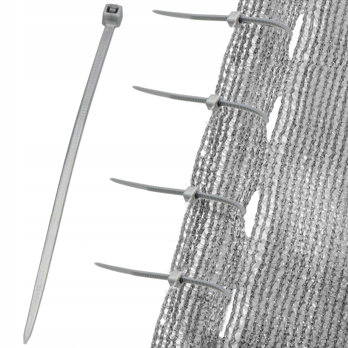 Set 100 bride zimtate din nailon, 2.5x100mm, cu autoblocare, tip colier, pentru fixare si legare, gri