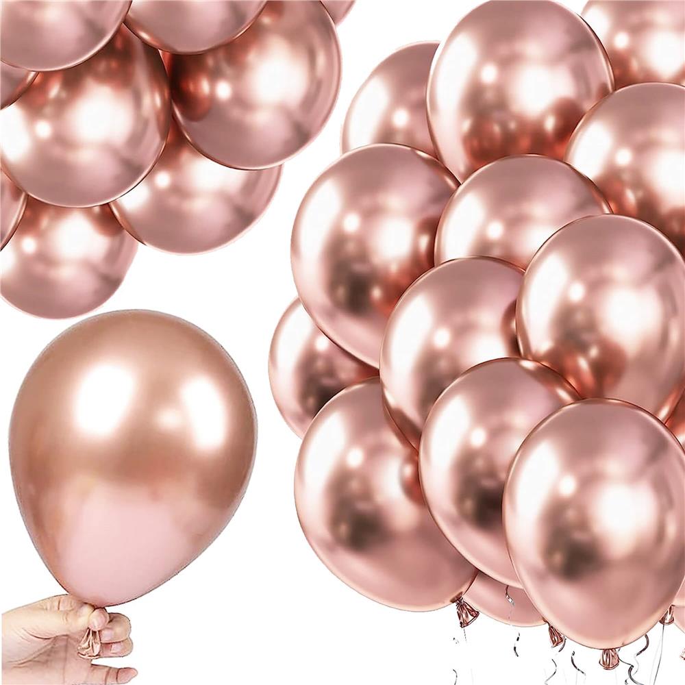 Set 100 baloane pentru petrecere, 40cm, roz metalic