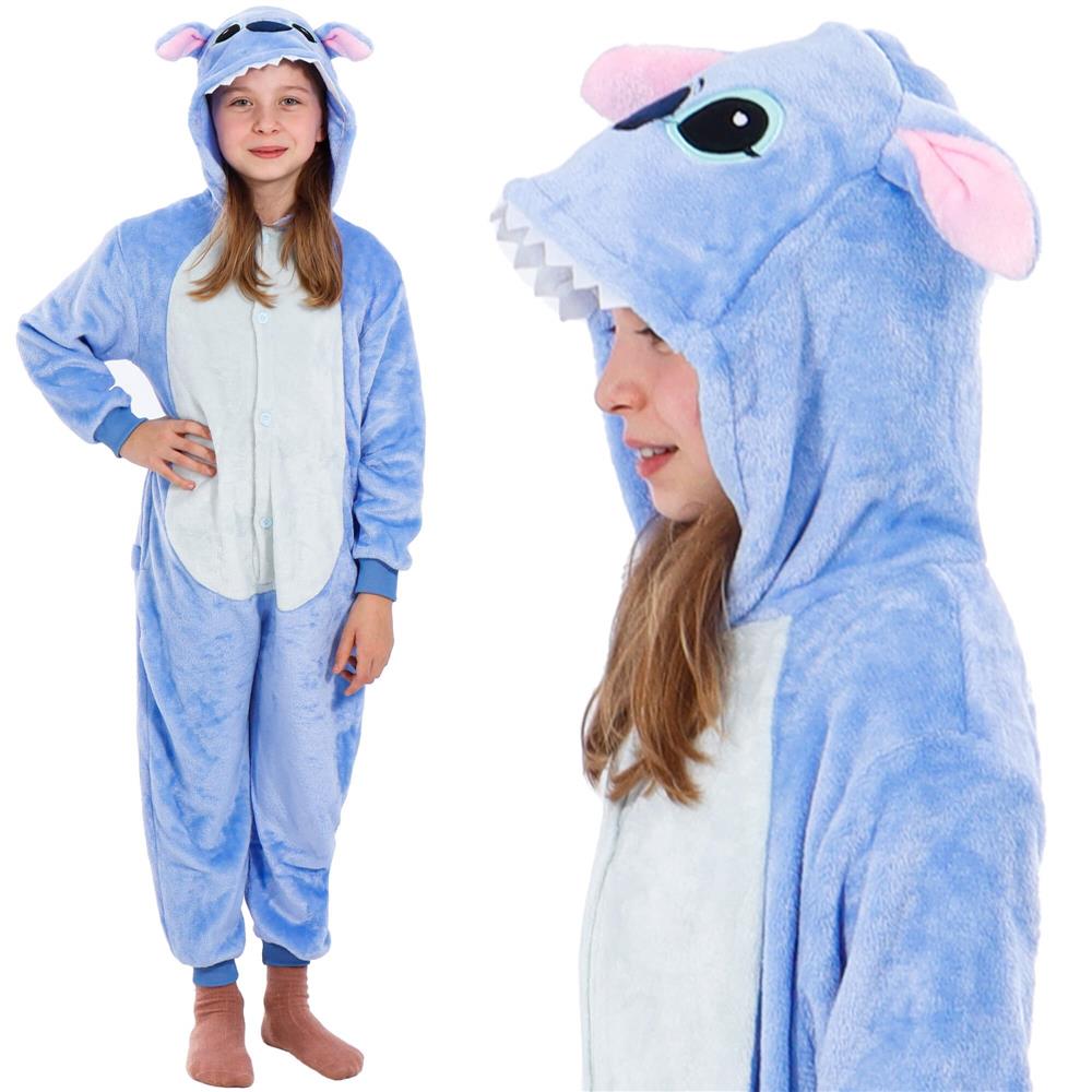 Pijama tip salopeta pentru copii, model stitch, marime 120-130cm