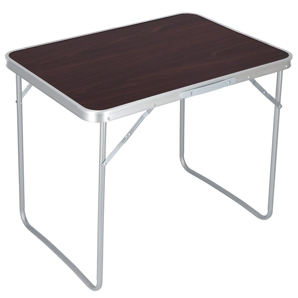 Masa camping pliabila cu cadru din aluminiu, blat MDF, 70x50x60cm, maro