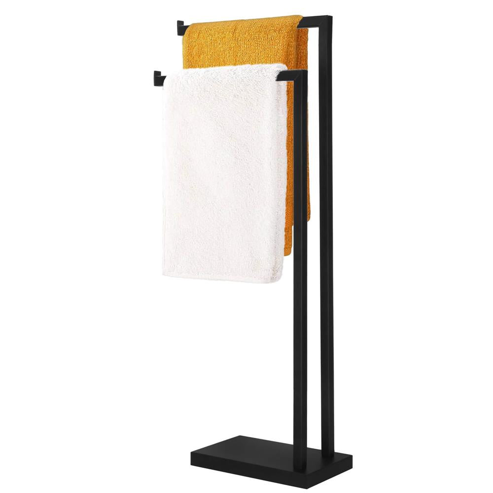 Suport metalic de baie pentru prosoape, cu 2 brate, 80 cm, negru mat