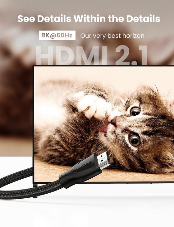 CABLU video Ugreen, "HD140" HDMI (T) la HDMI (T), HDMI 2.1, 8K la 60Hz, lungime 3m, braided, negru "80404" - 6957303884049