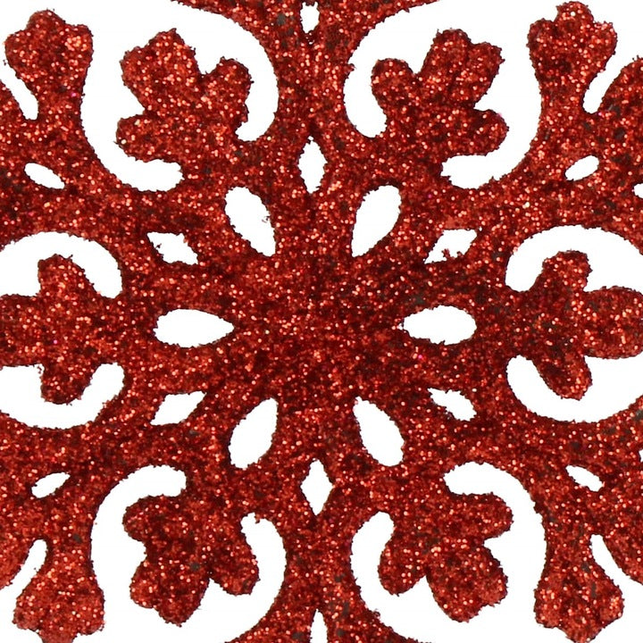 Decoratiune brad fulg de zapada, set 8 bucati, 8cm, rosu