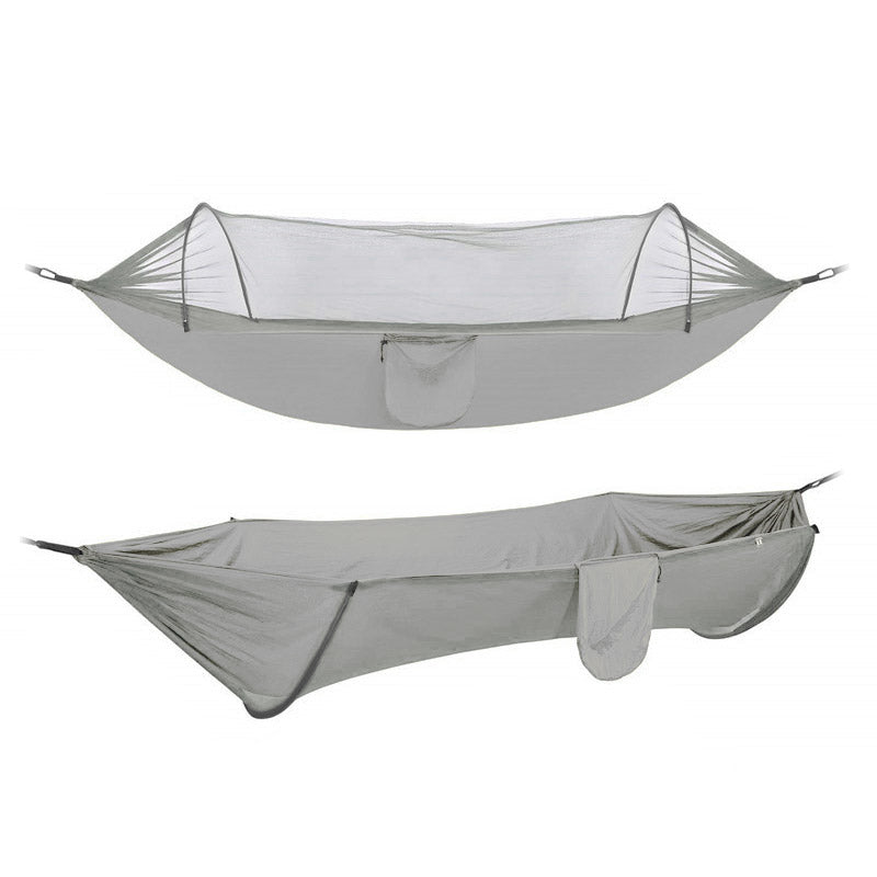 Hamac Sersimo dublu din material parasuta 140x260cm, cu plasa de tantari, gri