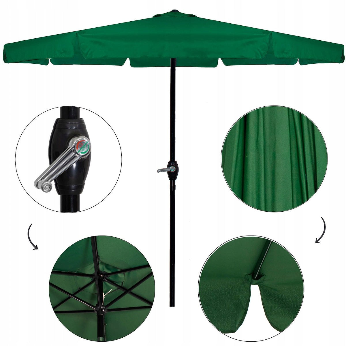 Umbrela terasa gradina, cu manivela, diametru 400cm, Verde