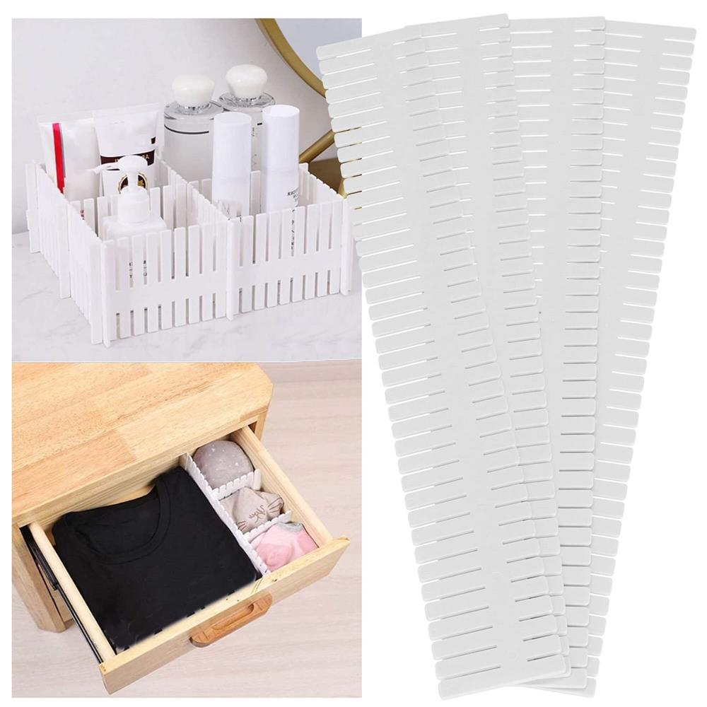 Organizator pentru sertar cu 4 separatoare, 46x7cm, alb