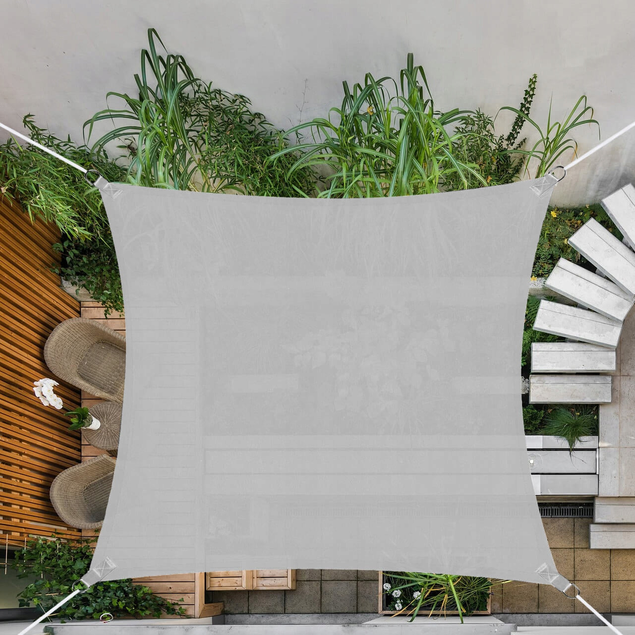Copertina prelata de soare Sersimo SN144, patrata, impermeabila cu protectie UV, 4x4m, gri