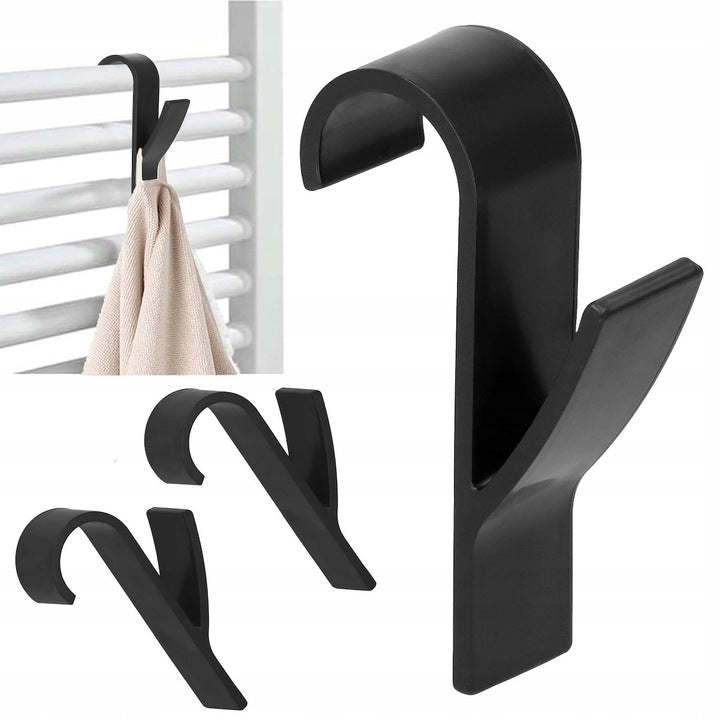 Set 2 carlige pentru calorifer, tip cuier pentru prosoape, din plastic, negru