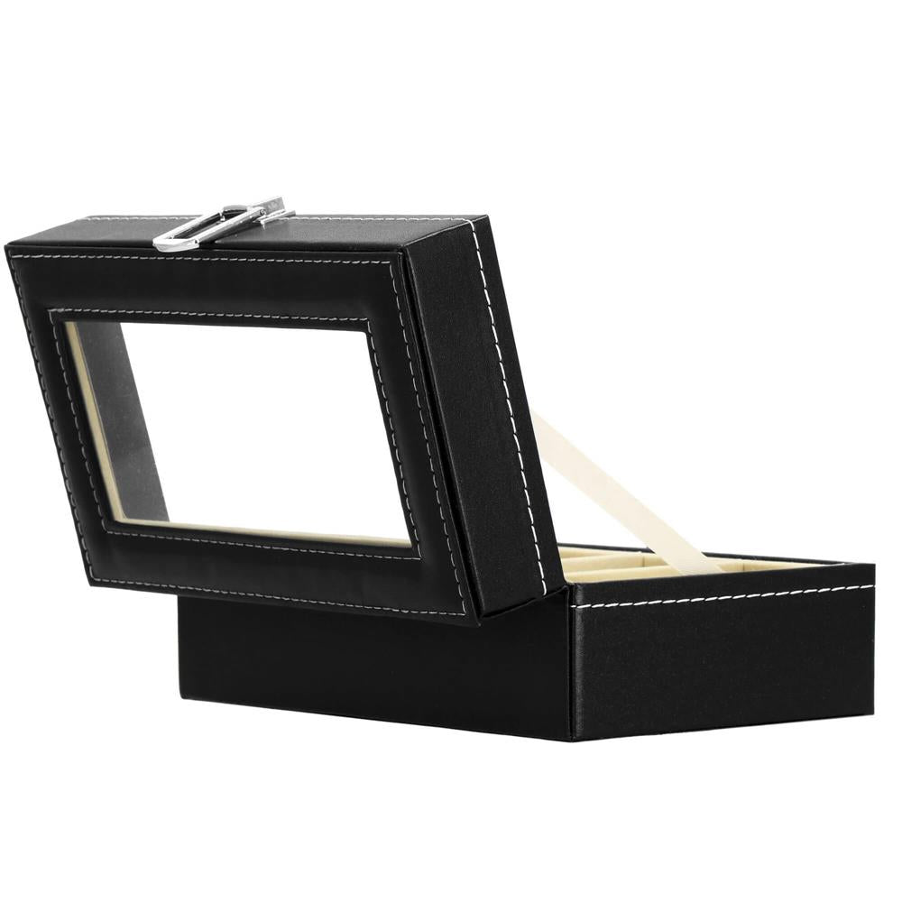 Cutie depozitare si organizare ceasuri, MDF, piele ecologica, 20,5x11x8cm, negru