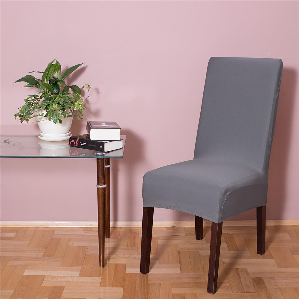 Set 4 huse universale pentru scaun, marime universala, poliester si spandex, 45 x 60 cm, gri mediu