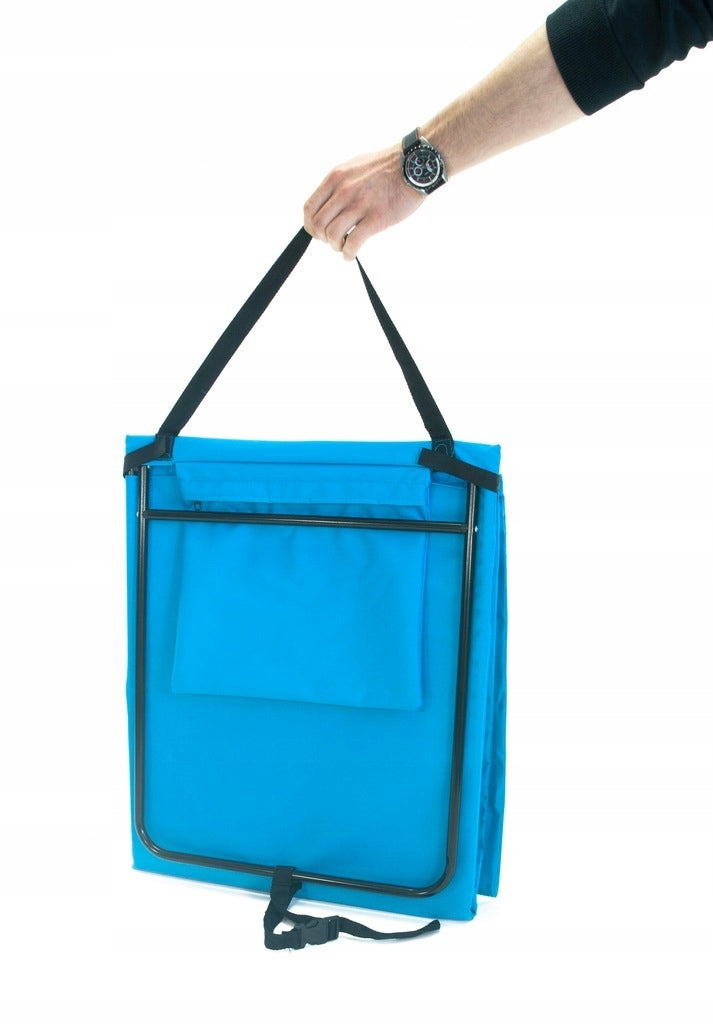 Sezlong de plaja pliabil, spatar cu cadru metalic, reglabil, 150x47x48 cm, albastru