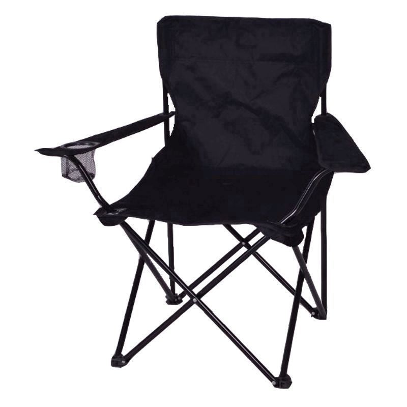 Scaun pliabil camping sau pescuit Sersimo, suport pahar, negru