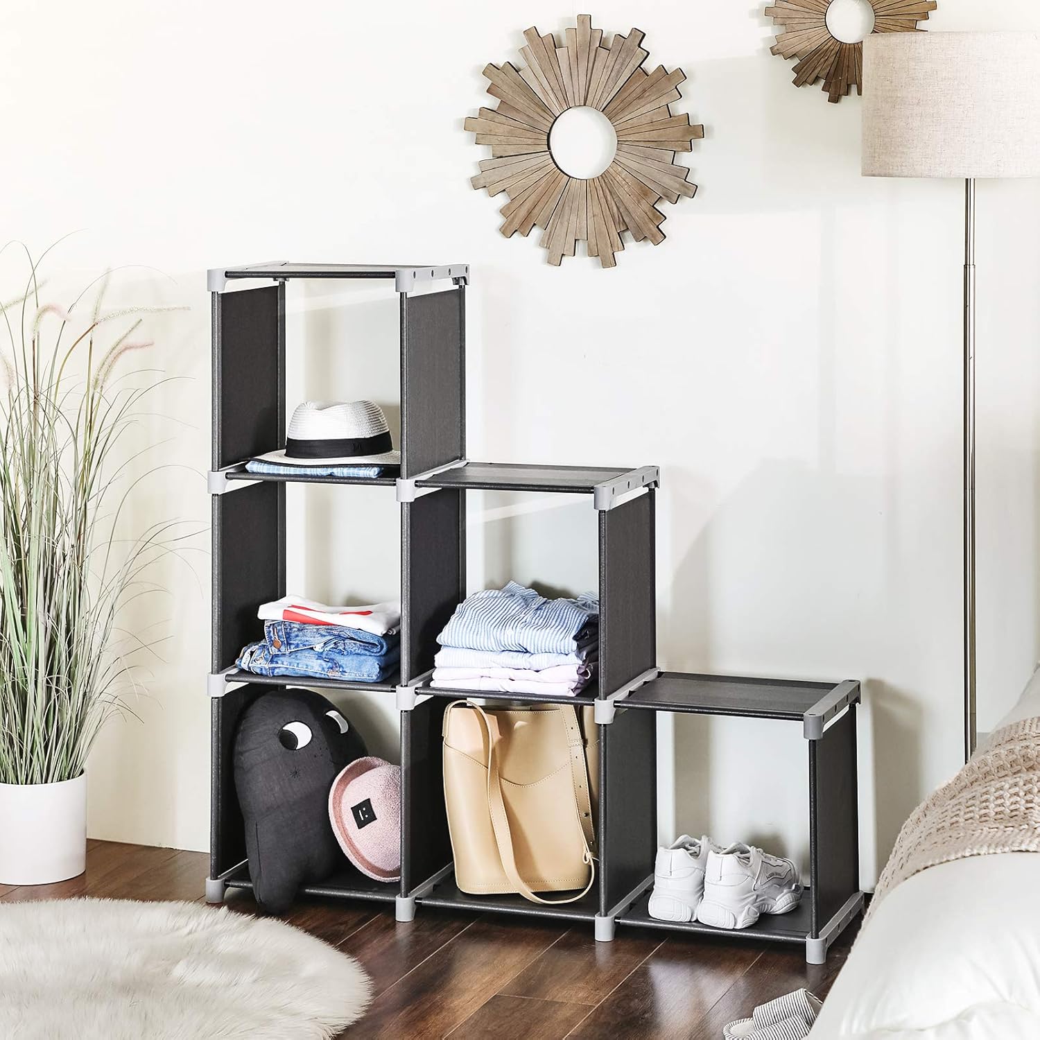SONGMICS Organizator modular textil, multifunctional, pentru depozitare, negru - 2