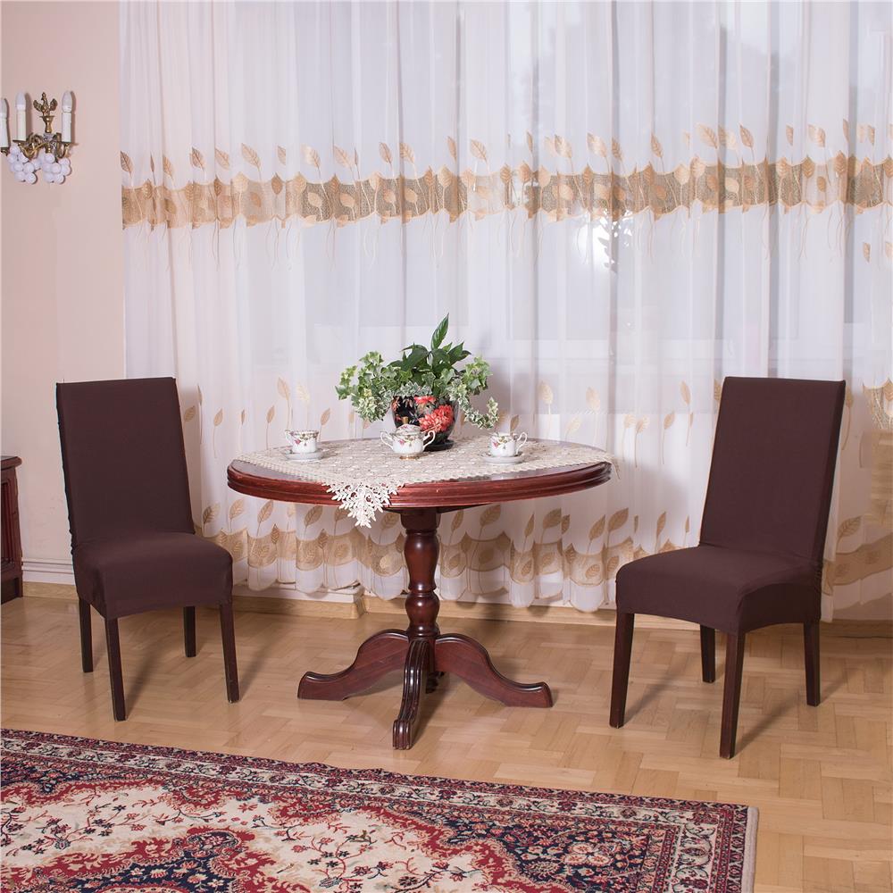 Set 4 huse universale pentru scaun, marime universala, poliester si spandex, 45 x 60 cm, maro