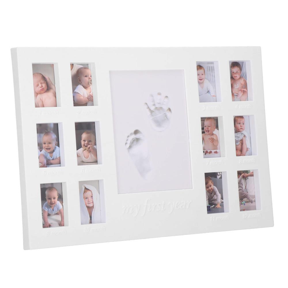 Kit amprenta mulaj manuta sau piciorus bebe si rama foto, 24x37cm, alb