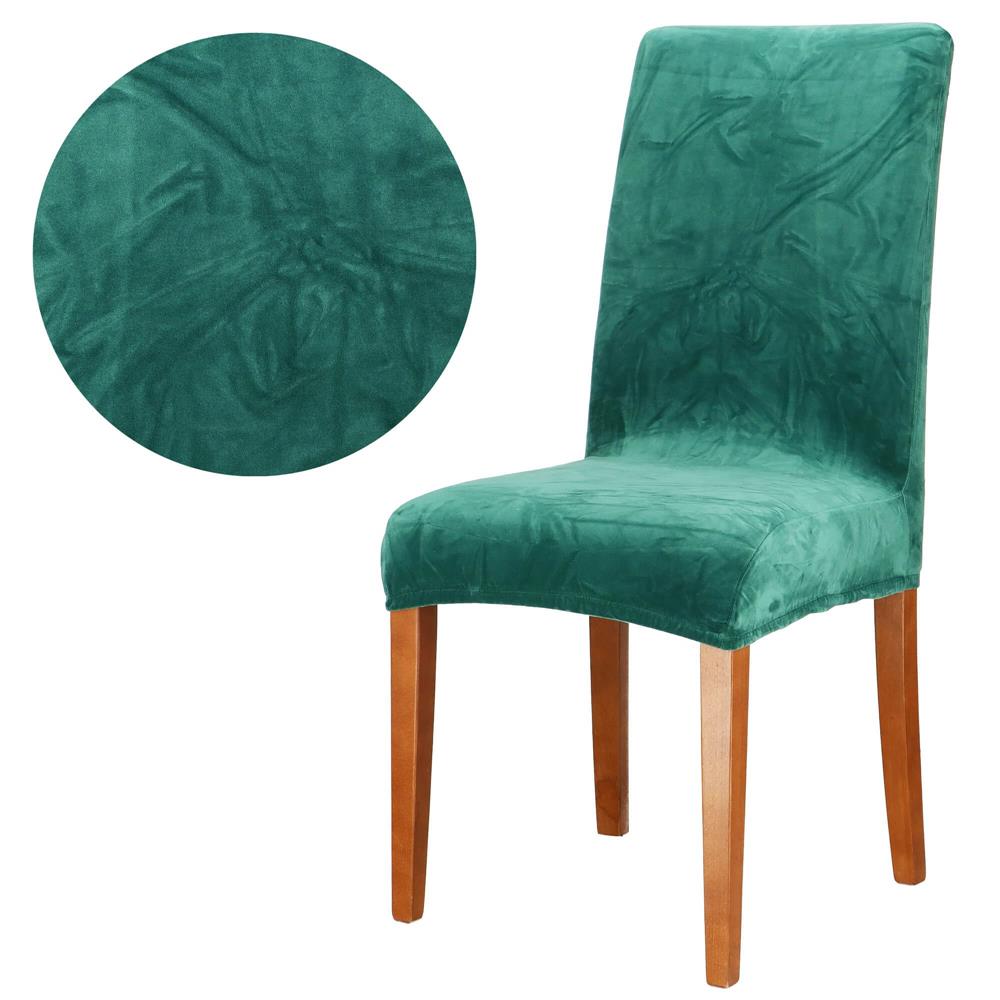 Husa pentru scaun catifelata, marime universala, poliester si spandex, verde