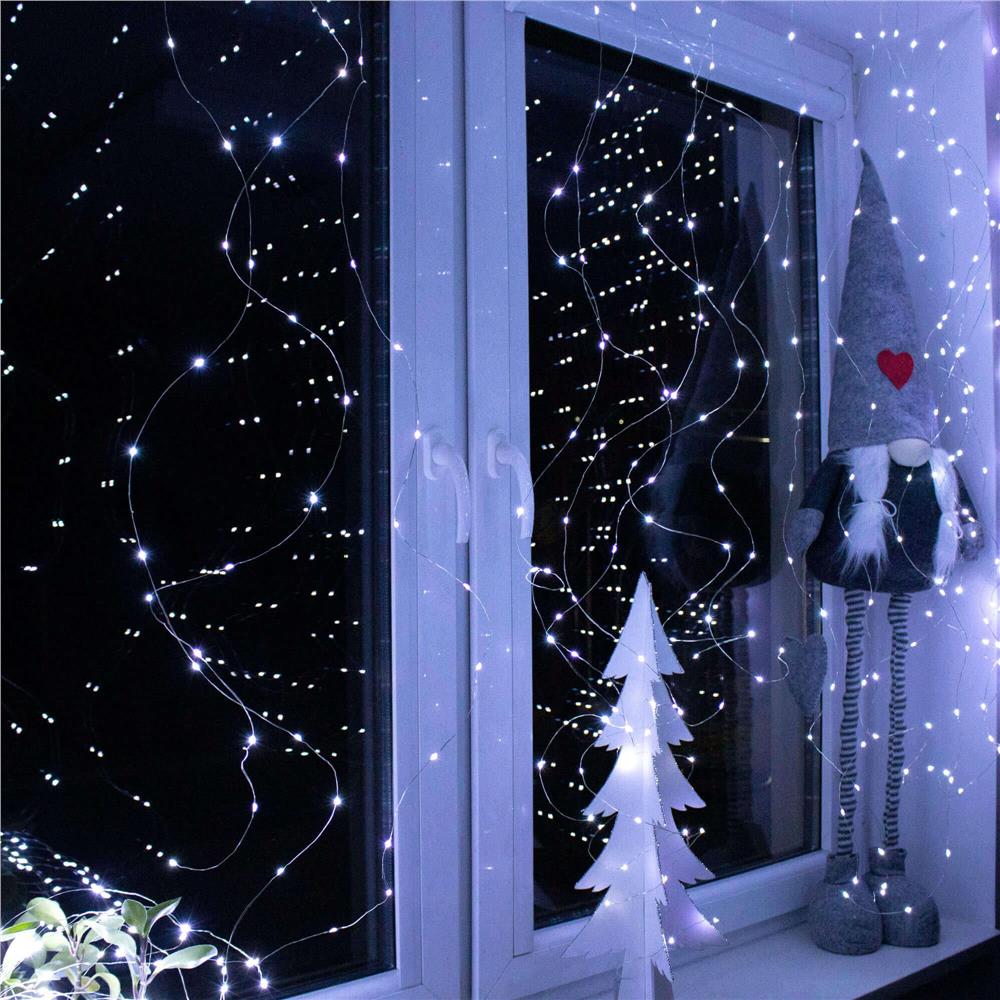 Ghirlanda luminoasa tip perdea 300 LED-uri, 3x3m, pentru interior, alimentare USB, alb rece