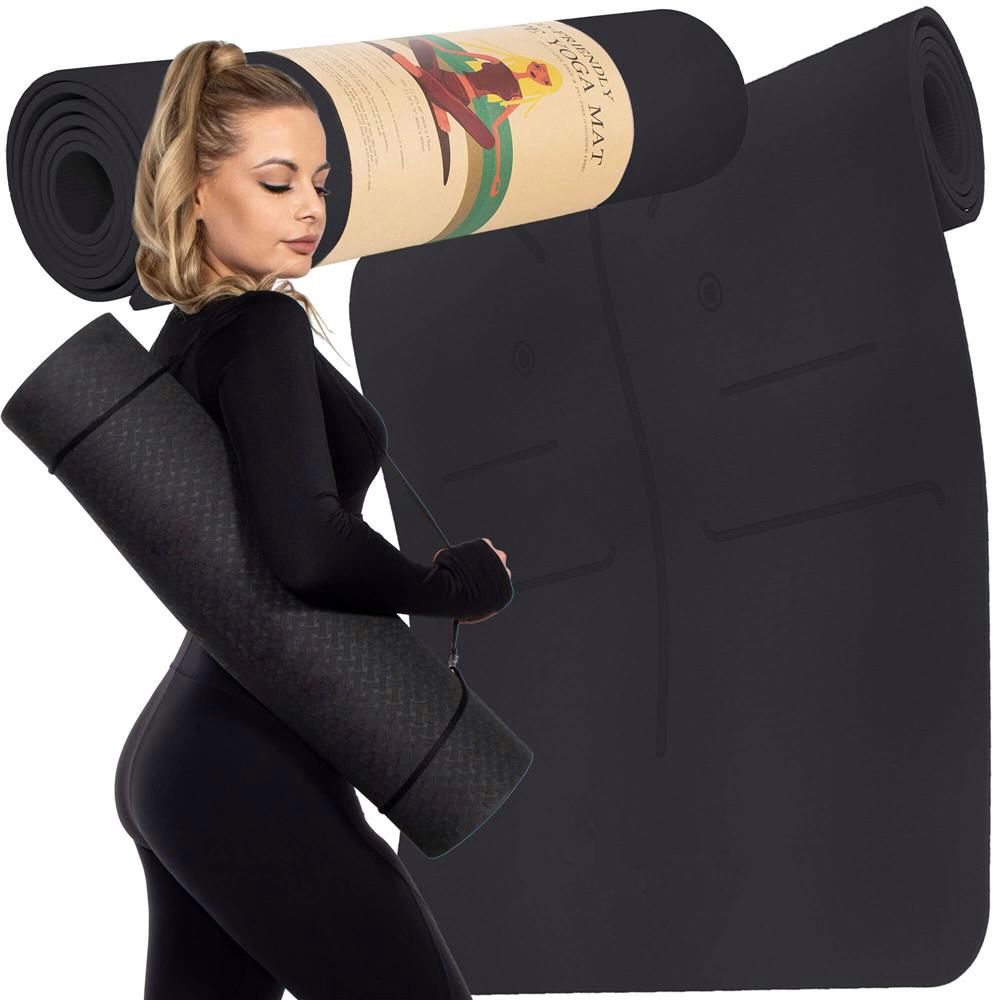 Saltea pentru antrenament, yoga, fitness, aerobic, pilates, exercitii la sol, 183x61cm, negru