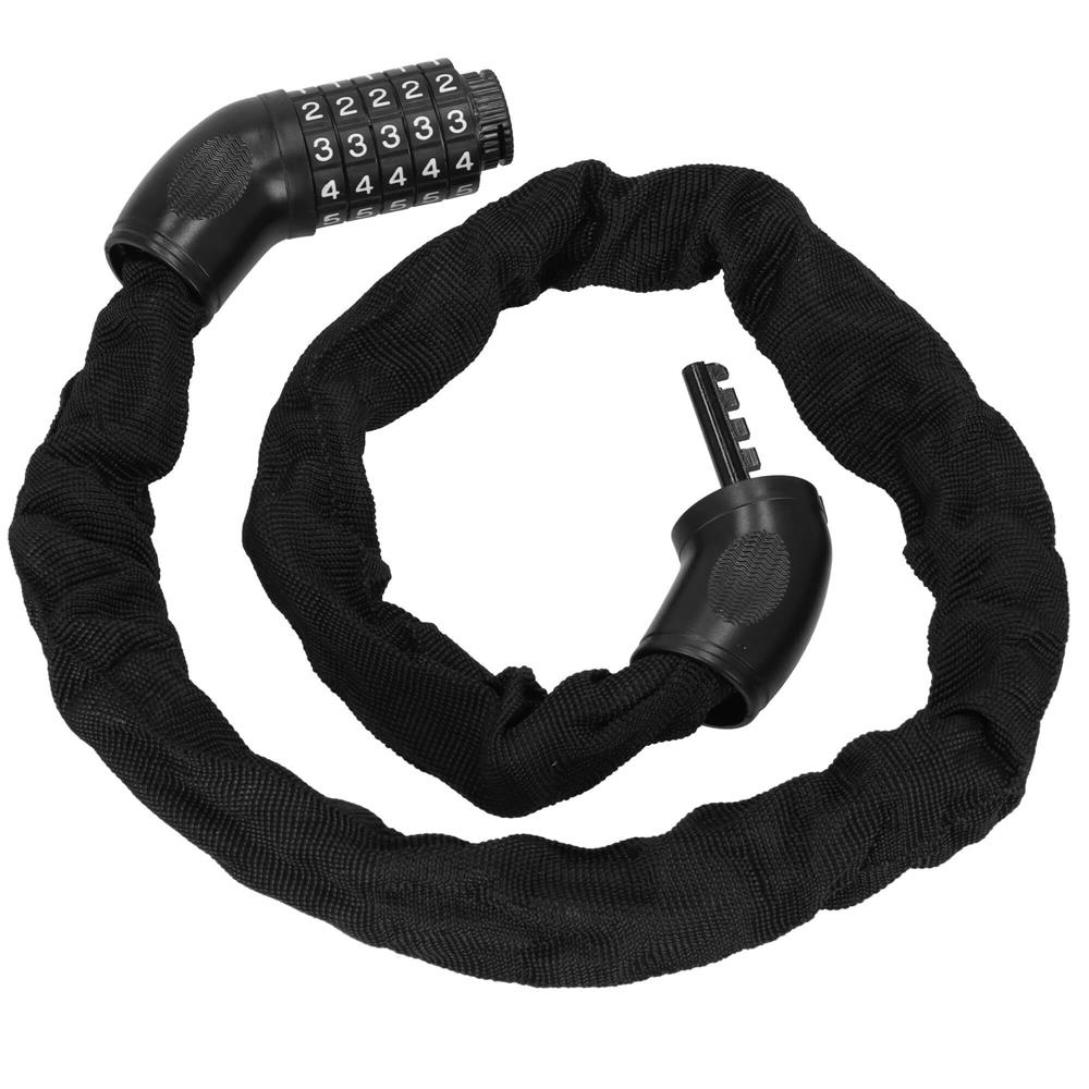 Lant antifurt bicicleta si trotineta, inchidere cifru, lungime 98 cm, Otel, Negru