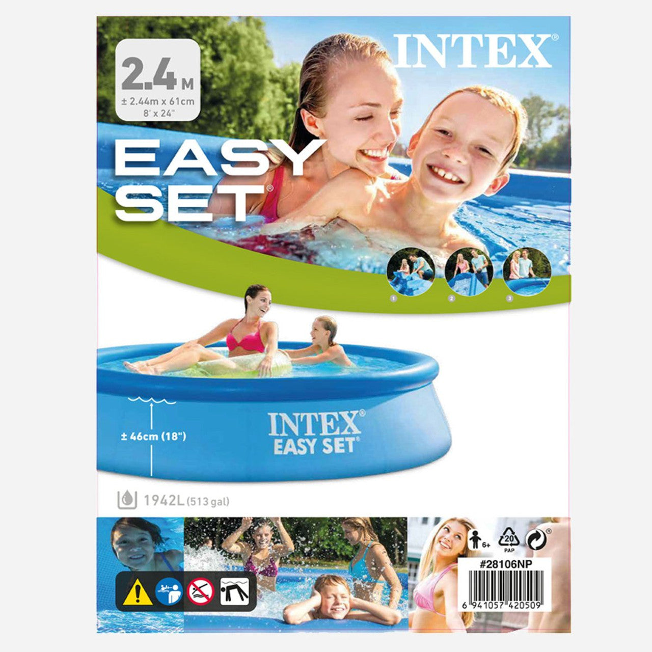 Piscina gonflabila Intex, 244x61 cm, 1.900 litri, Easy Set 28106NP