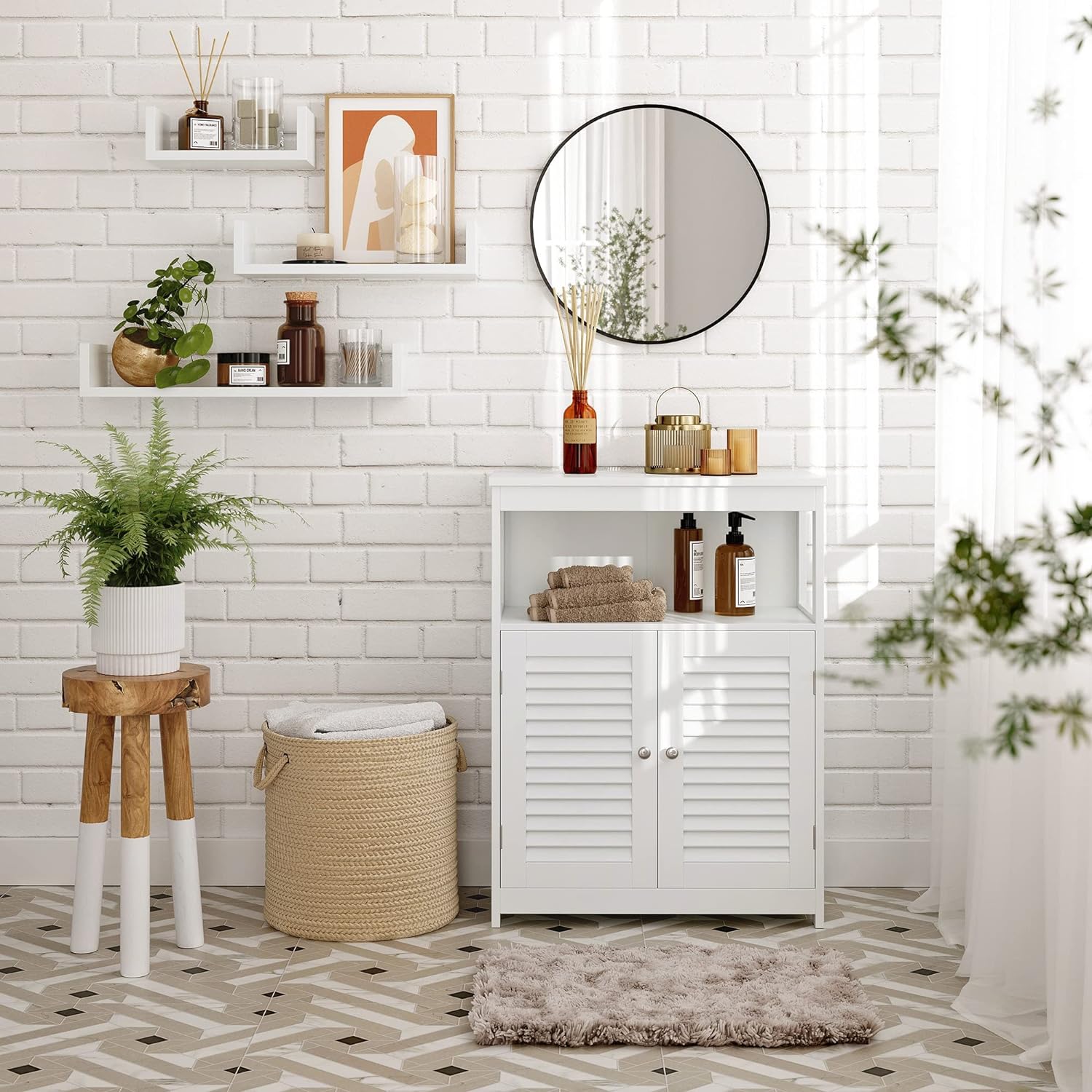 SONGMICS Set de 3 rafturi de perete plutitoare, MDF lucios, 30/45/60 cm, alb