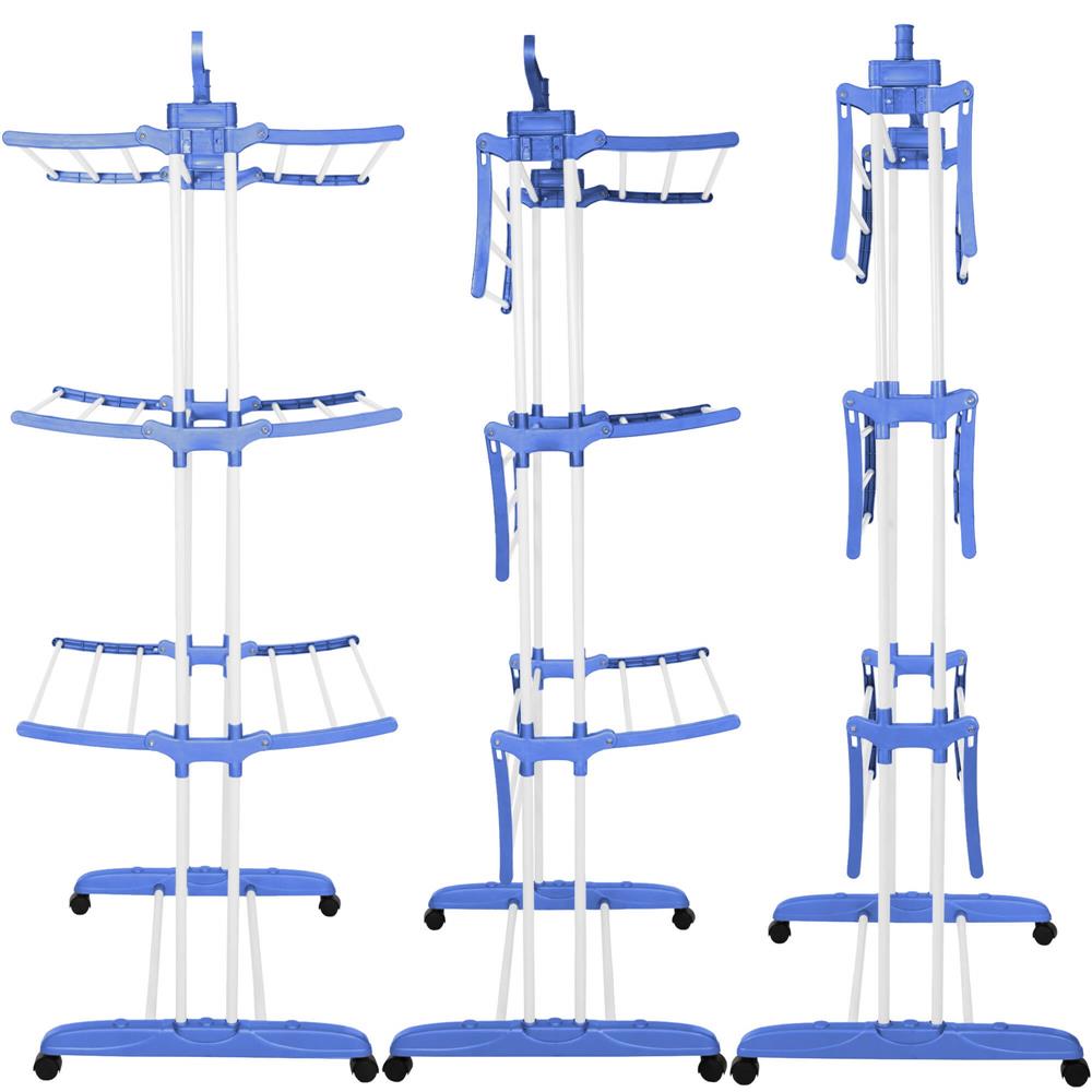 Uscator vertical pentru rufe, mobil si pliabil, cu doua umerase, 75x57x170cm, sarcina 15kg
