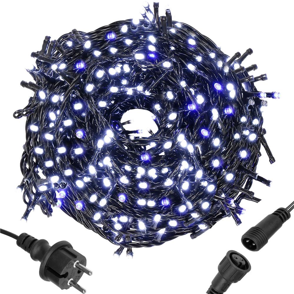 Instalatie lumini pentru bradul de Craciun, 25,5 metri, 300 LED-uri cu flash, albastru