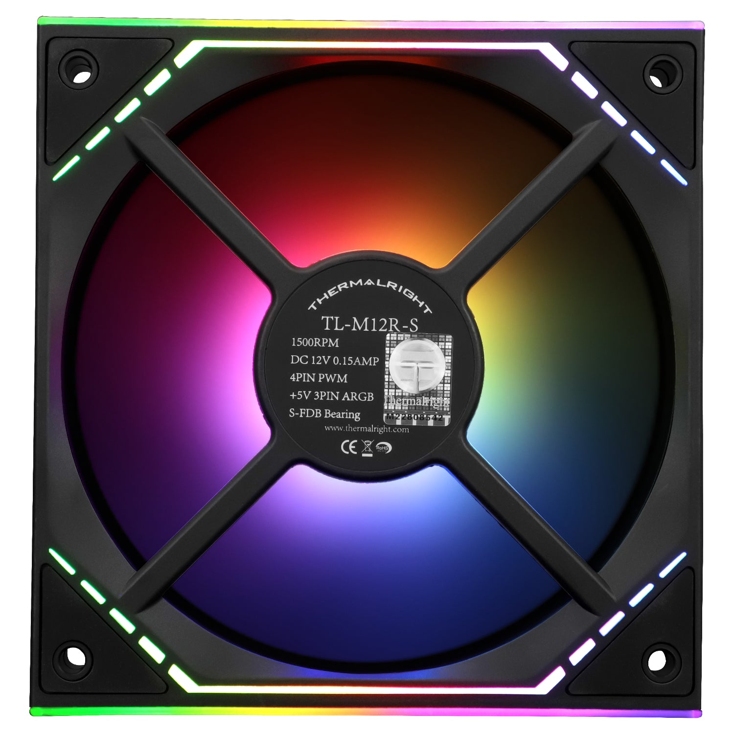Ventilator Thermalright, 120mm, 1500 RPM, S-FDB Bearing, 34.43 CFM, LED ARGB, 4pin PWM, negru, "TL-M12R-S"