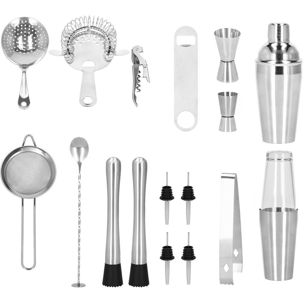 Set Cocktail Shaker Kit pentru barmani 700ml, KI18, 18 piese