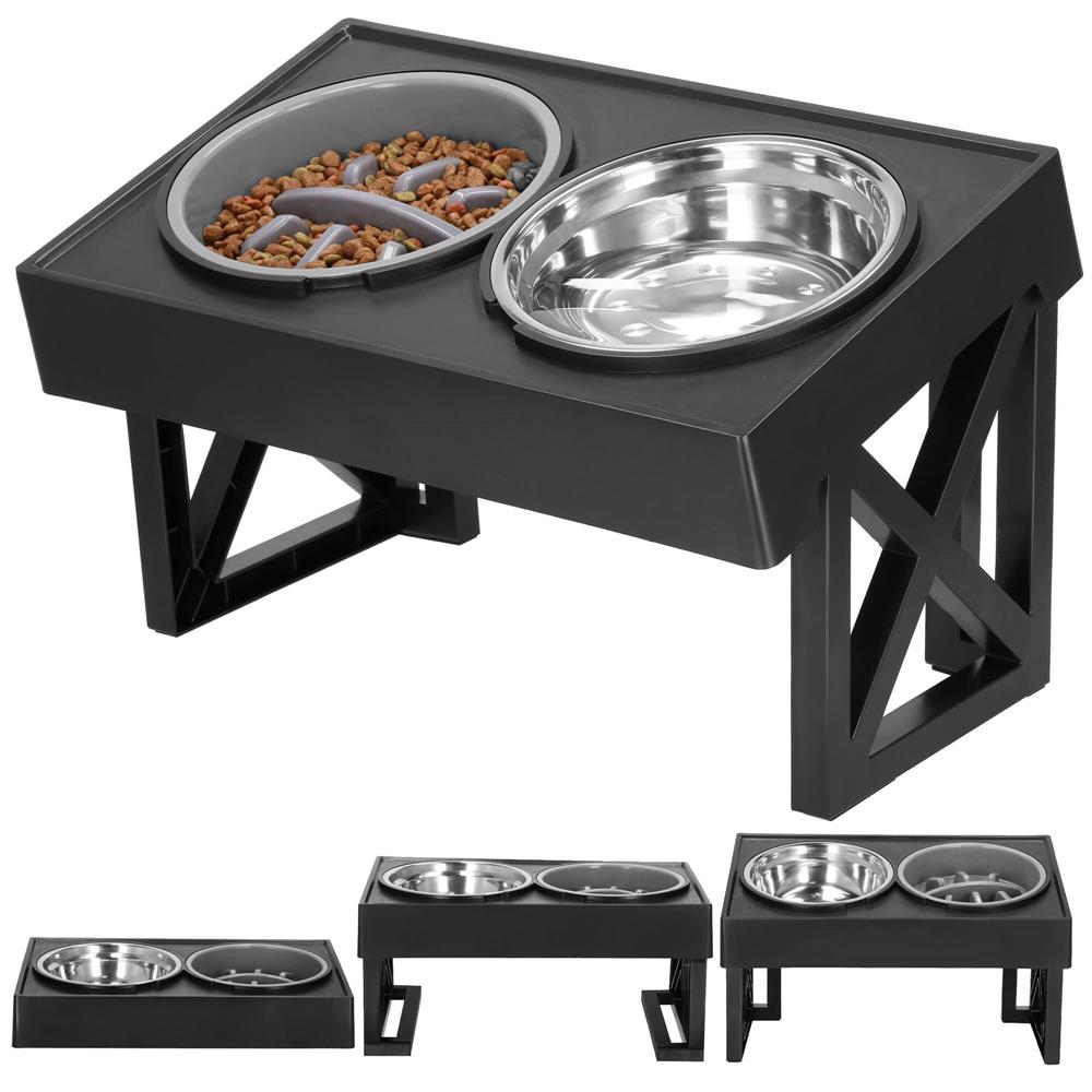 Set 2 boluri cu stand, pentru catei, inaltime si unghi reglabile, 2 x 21 cm - 3