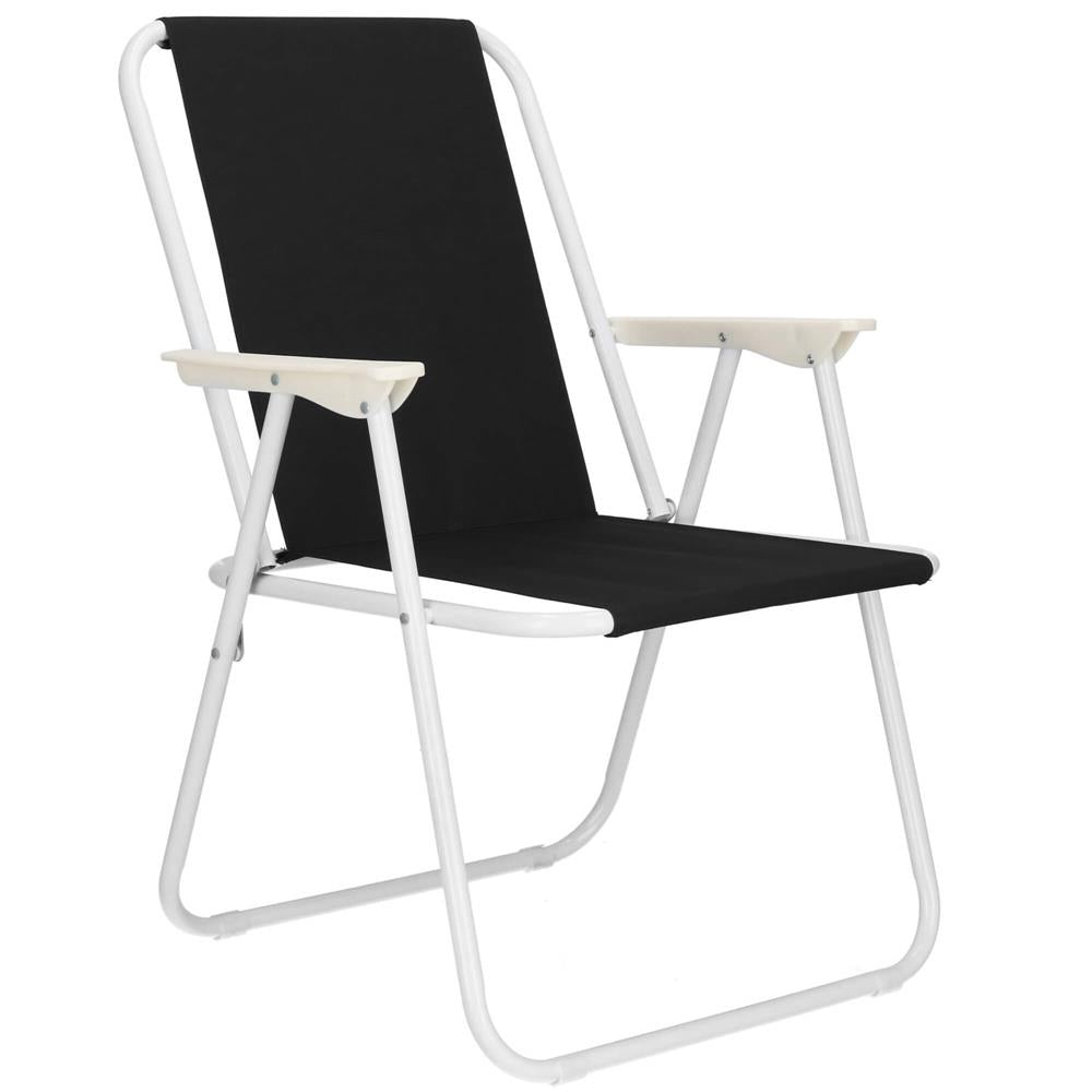 Scaun de plaja Sersimo, pliabil, 100kg, 52x73cm, negru alb