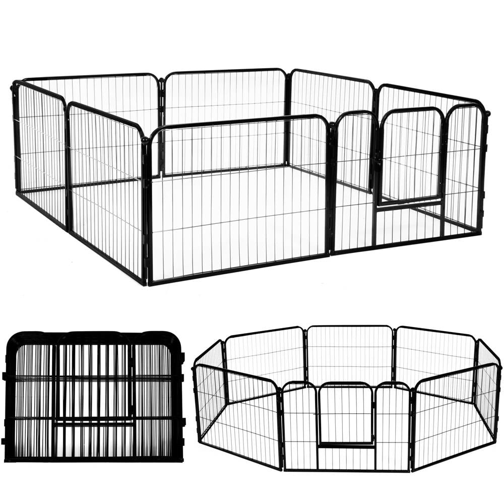 Tarc pentru animale de companie, din fier, forma configurabila, cu usa de acces, 5XL, 160x160x60cm, negru