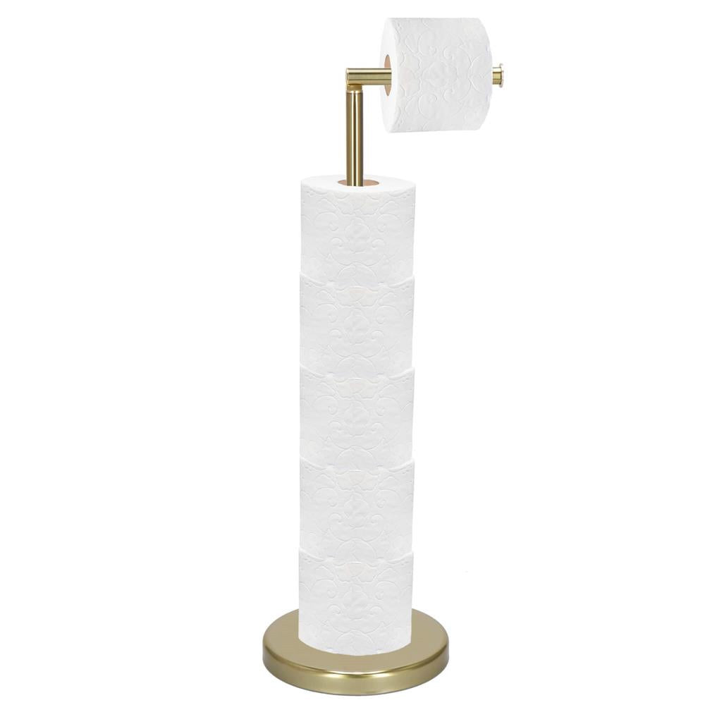 Suport hartie igienica 2 in 1 cu tija mobila, 68.5cm, auriu - 3