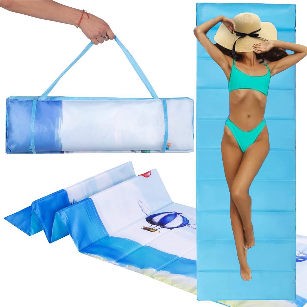 Saltea pentru plaja pliabila, din spuma, ultra-usoara, cu maner de transport, 60x180cm, albastru