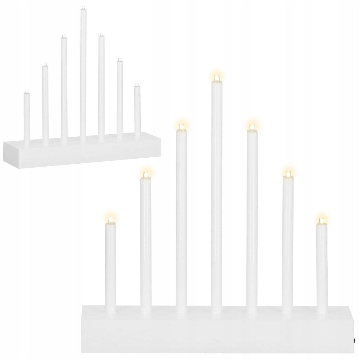 Lumanari decorative de Craciun, 7 becuri tip LED, culoare argintiu