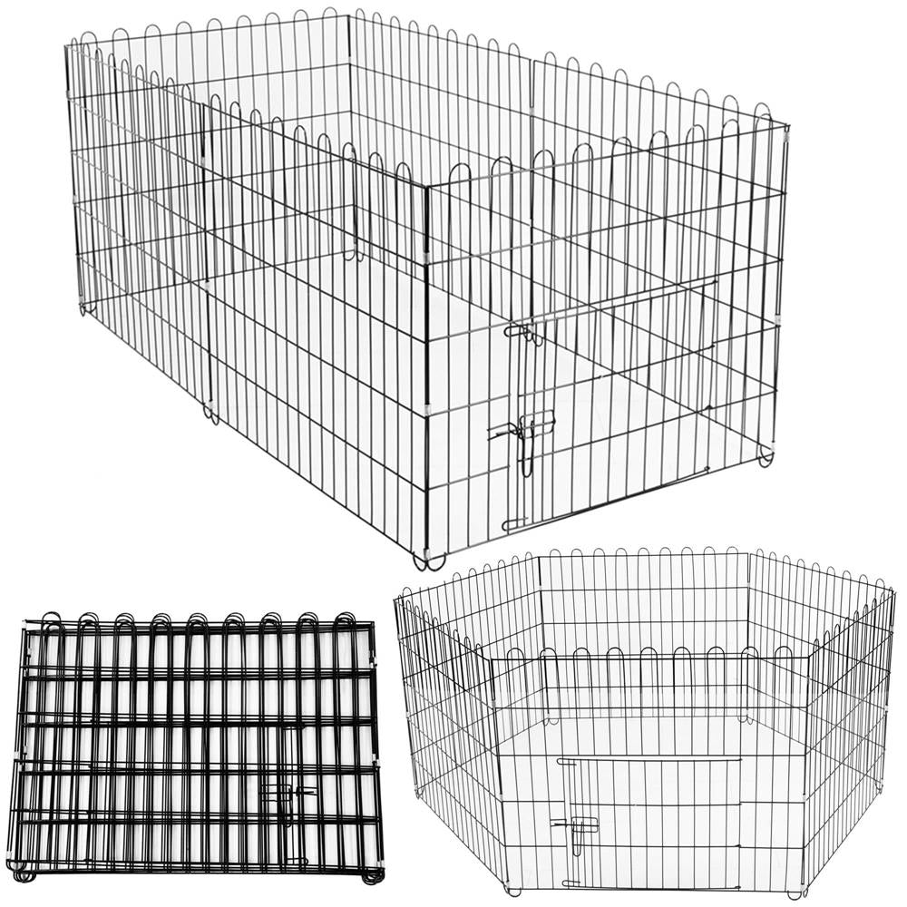 Tarc pentru animale de companie, din fier, forma configurabila, cu usa de acces, 3XL, 165x85x73cm, negru