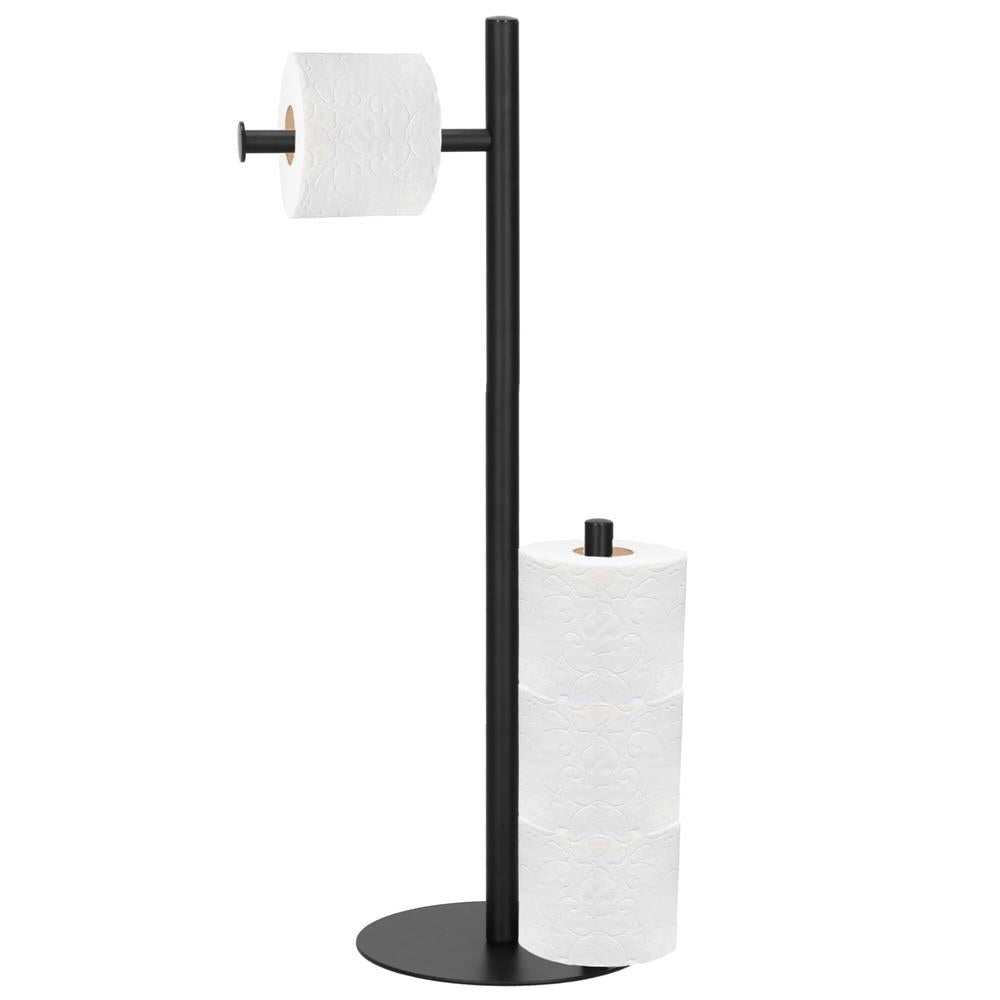 Suport hartie igienica 2 in 1 cu suport rezerve, 55 cm, negru mat