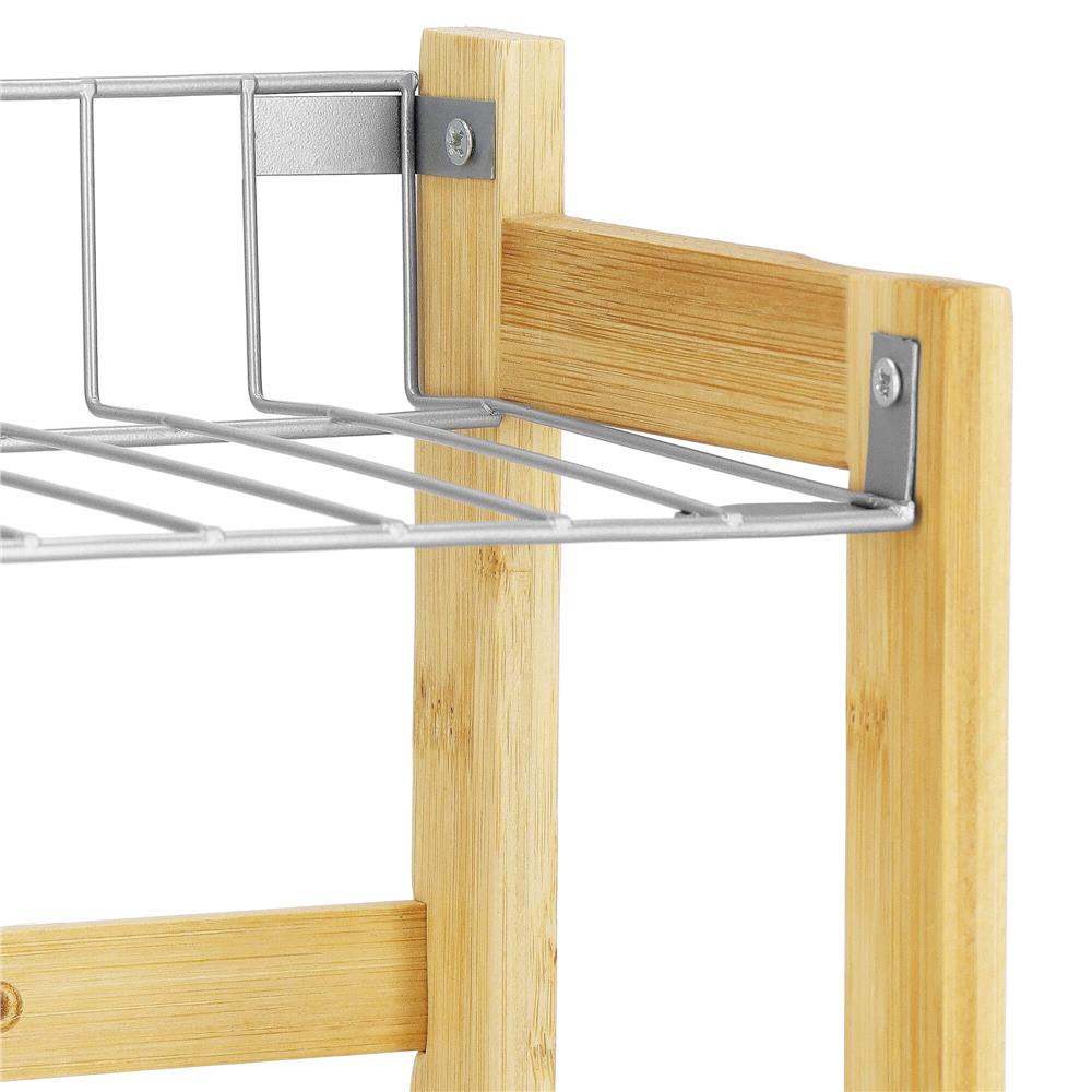 Suport organizator multifunctional cu 2 etaje, bambus si metal, 33x14x25cm