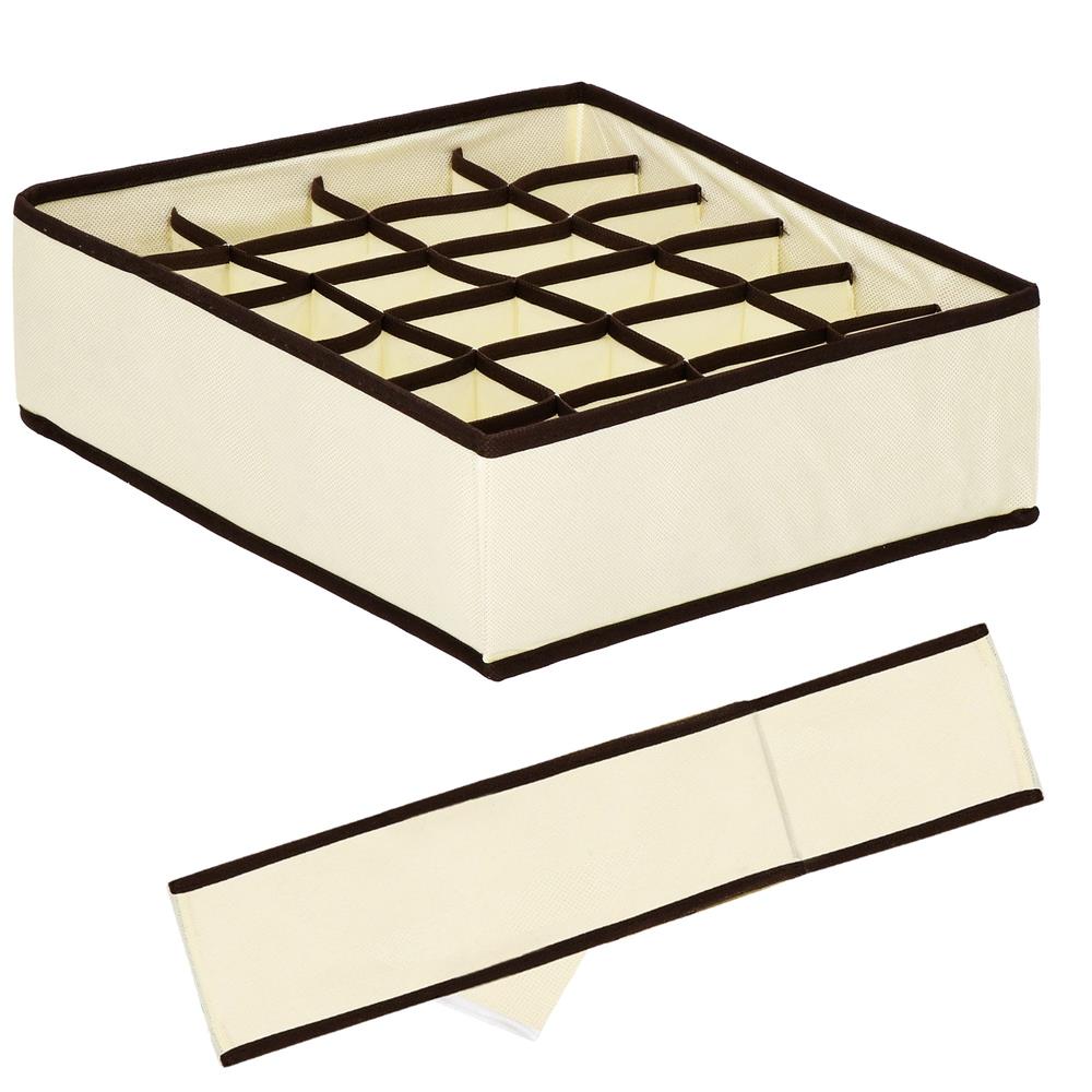 Set 4 organizatoare Sersimo sertar pentru sosete/lenjerie, crem