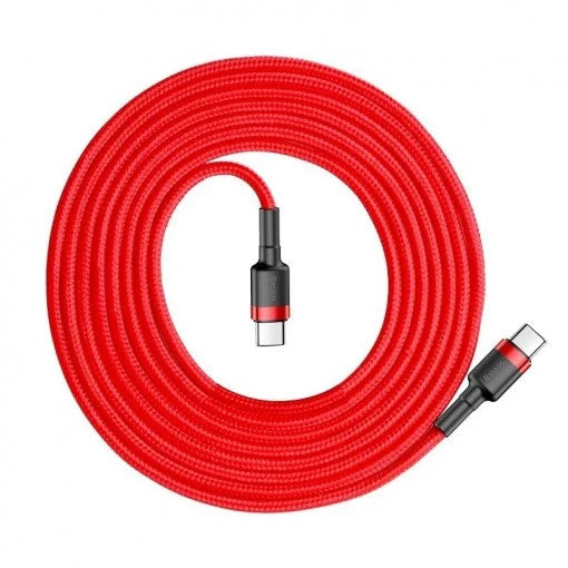 CABLU alimentare si date Baseus Cafule, Fast Charging Data Cable pt. smartphone, USB Type-C la USB Type-C 3A / 60W, braided, 2m, rosu "CATKLF-H09" - 6953156285224