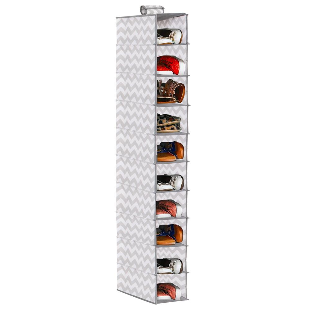 Organizator dulap Sersimo, 10 compartimente, textil, 120cm, alb gri