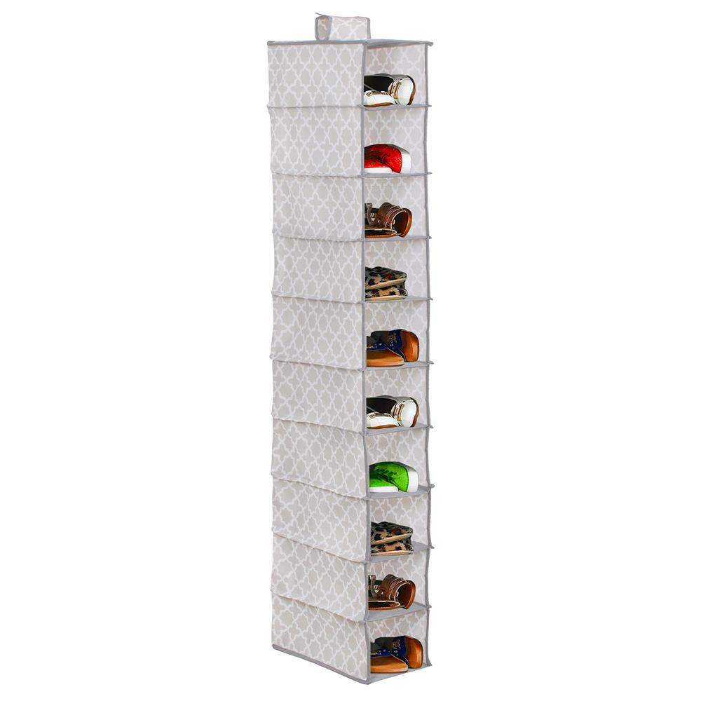 Organizator dulap Sersimo, 10 compartimente, textil, 120cm, gri bej