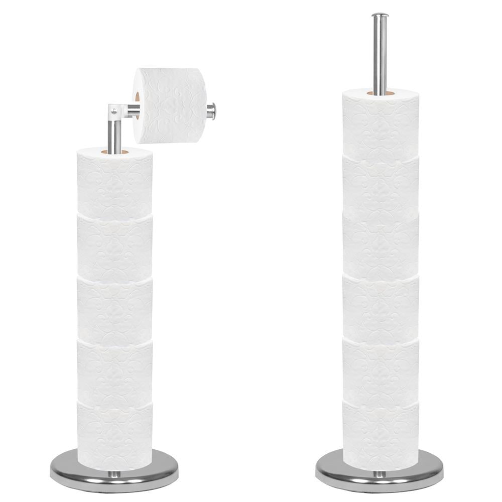 Suport hartie igienica 2 in 1 cu tija mobila, 68.5cm, argintiu