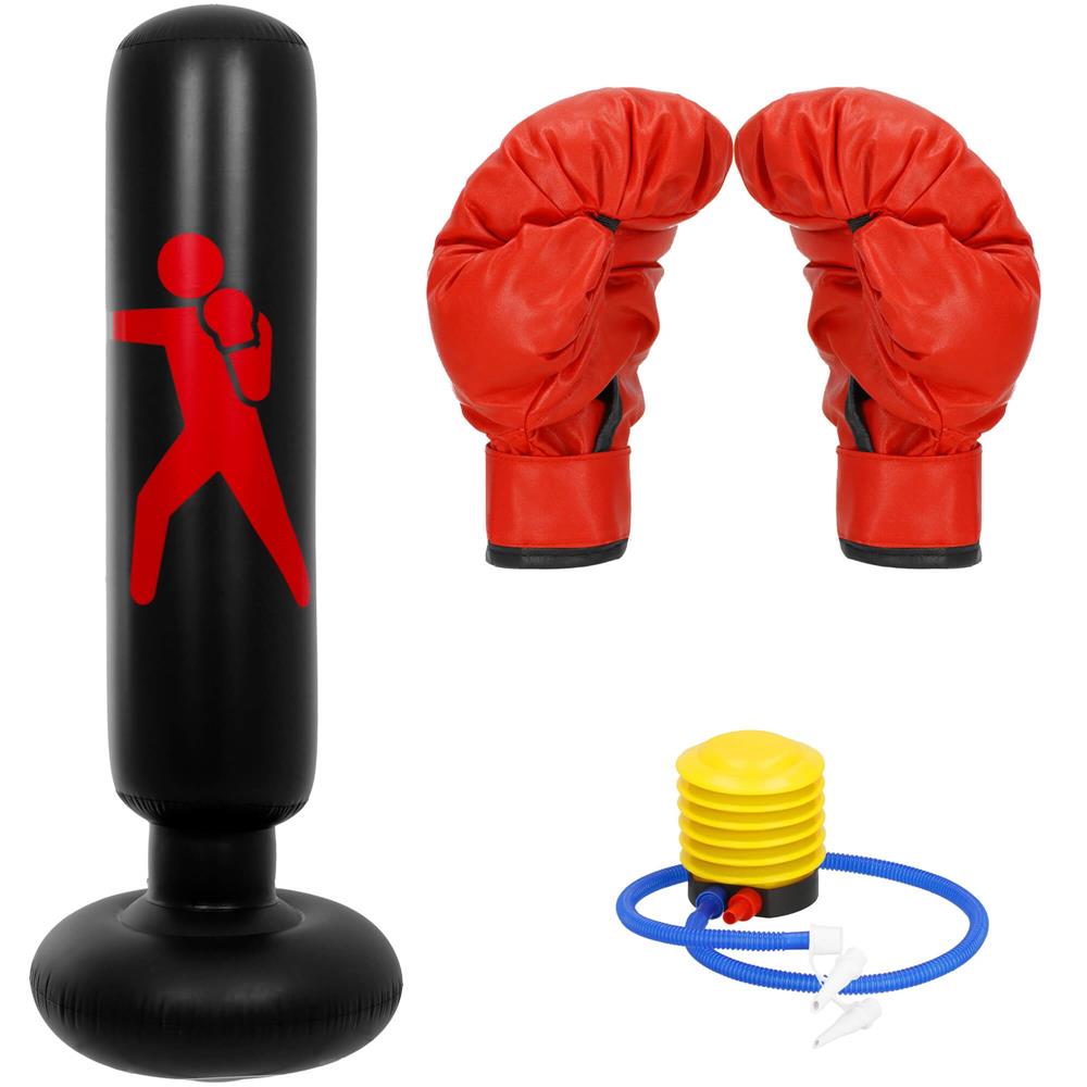 Sac de box gonflabil pentru copii, Inaltime 160 cm, PVC, Negru