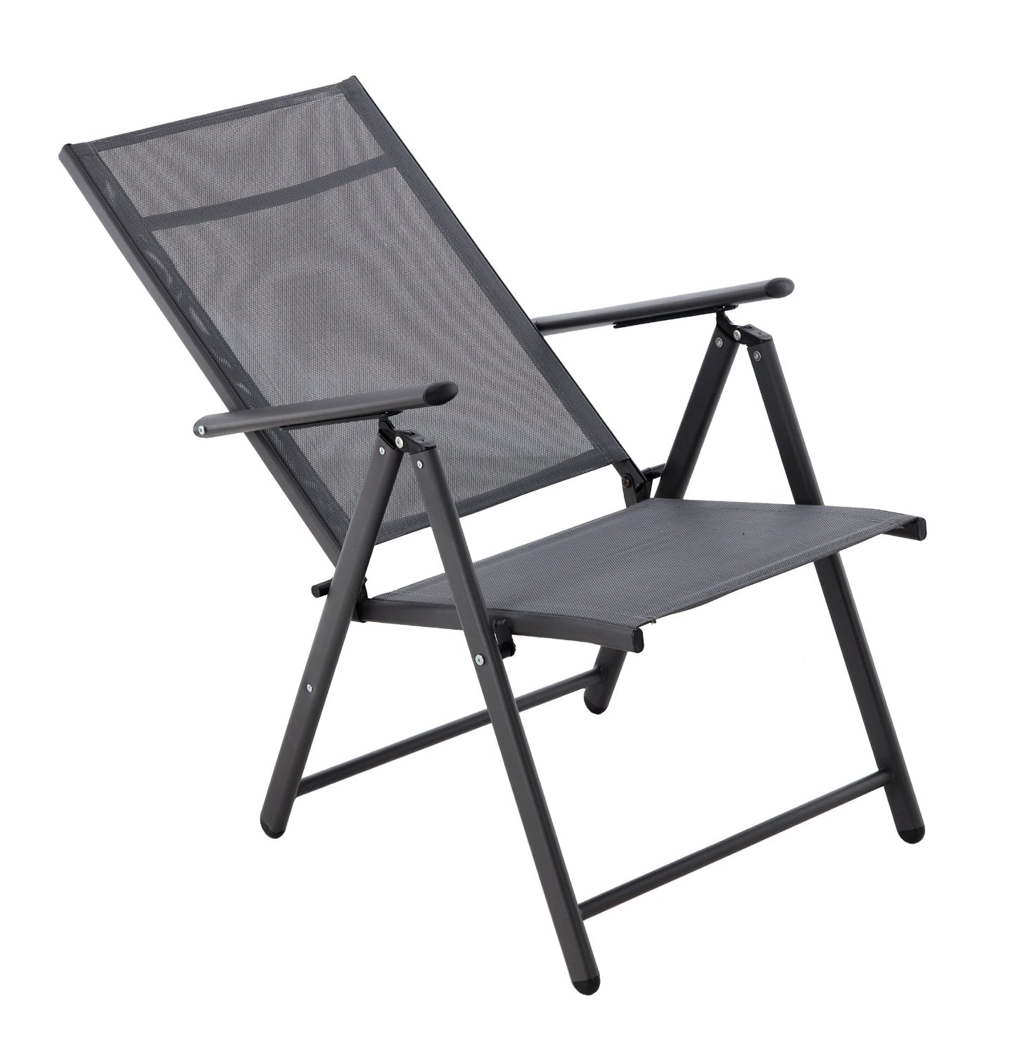 Scaun metalic de gradina, pliant, cu spatar reglabil, din otel, 60x58x100cm, gri