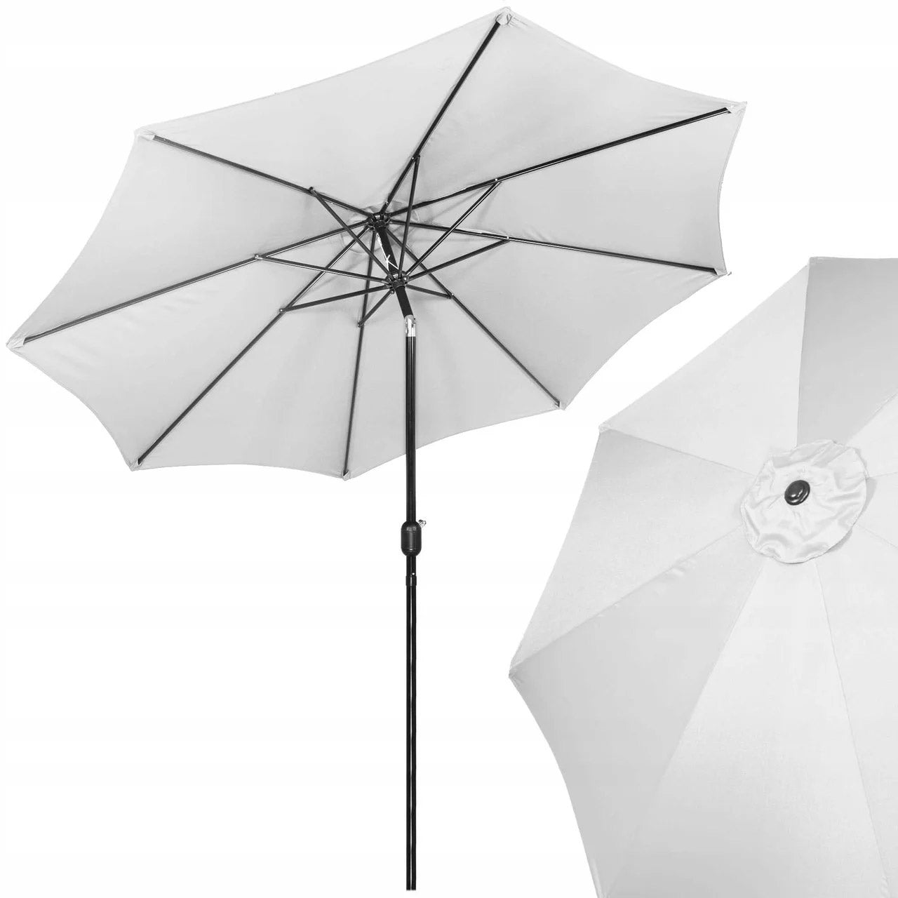 Umbrela terasa gradina, cu manivela si inclinare, GU20E, diametru 300cm, Argintiu