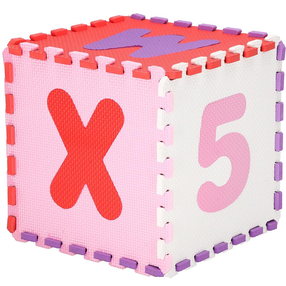 Covor din spuma pentru copii, tip puzzle cifre si litere, 36 piese, 175×175 cm, multicolor