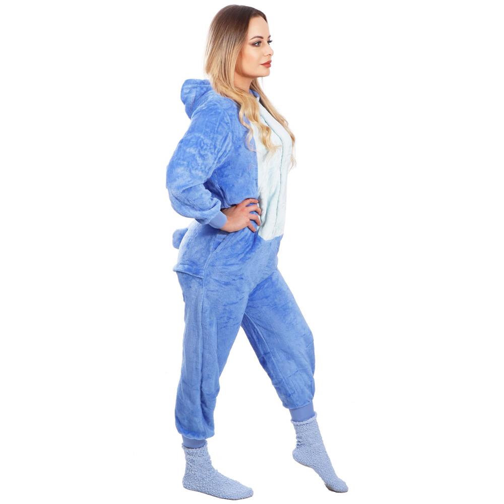 Pijama tip salopeta pentru adulti, model Stitch, marime S