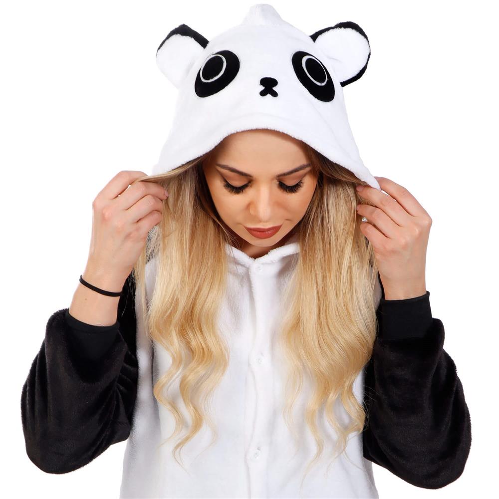 Pijama tip salopeta pentru adulti, model Panda, marime M